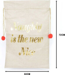 Shatchi Large Premium Hessian Santa Sack Brown Stocking Bag Naughty Is The New Nice Christmas Accessories Xmas Christmas Gifts Bag 72X50Cm - thumbnail 4