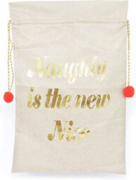 Shatchi Large Premium Hessian Santa Sack Brown Stocking Bag Naughty Is The New Nice Christmas Accessories Xmas Christmas Gifts Bag 72X50Cm - thumbnail 6