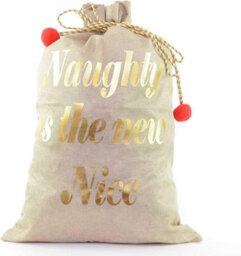 Shatchi Large Premium Hessian Santa Sack Brown Stocking Bag Naughty Is The New Nice Christmas Accessories Xmas Christmas Gifts Bag 72X50Cm