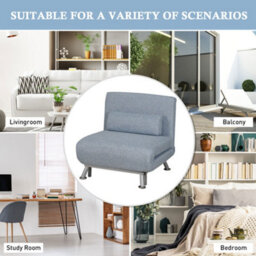 Homcom Linen Folding 5 Position Convertible Sleeper Chair Bed, Blue - thumbnail 6