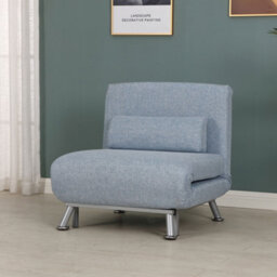 Homcom Linen Folding 5 Position Convertible Sleeper Chair Bed, Blue - thumbnail 1