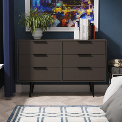 Fuji 6 Drawer Midi Chest Of Drawers In Graphite (Ready Assembled) - image 1
