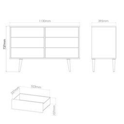 Fuji 6 Drawer Midi Chest Of Drawers In Graphite (Ready Assembled) - thumbnail 7