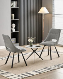 Longtoo Dining Chairs Set Of 6, 360 Degrees Swivel Kitchen Chairs, Ergonomic Upholstered Chair With Metal Legs, Grey - thumbnail 7