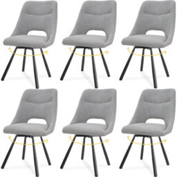 Longtoo Dining Chairs Set Of 6, 360 Degrees Swivel Kitchen Chairs, Ergonomic Upholstered Chair With Metal Legs, Grey - thumbnail 1