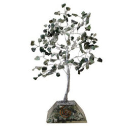 Serenityy Gemstone Tree With Orgonite Base - 160 Moss Agate Stones - Green Decorative Crystal Ornament - thumbnail 4