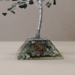 Serenityy Gemstone Tree With Orgonite Base - 160 Moss Agate Stones - Green Decorative Crystal Ornament - thumbnail 3