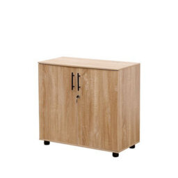 MMT Funiture Designs mmt Office Storage Cabinet 2 Door Locking Wooden Cupboard - Sonoma Oak - thumbnail 2