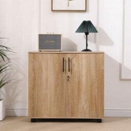 MMT Funiture Designs mmt Office Storage Cabinet 2 Door Locking Wooden Cupboard - Sonoma Oak - thumbnail 4