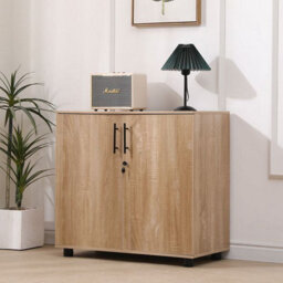 MMT Funiture Designs mmt Office Storage Cabinet 2 Door Locking Wooden Cupboard - Sonoma Oak - thumbnail 5