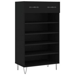 Vidaxl Shoe Cabinet Black 60X35X105 Cm Engineered Wood - thumbnail 2