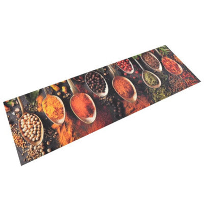 Berkfield Kitchen Rug Washable Spoon & Spices 60X180 Cm Velvet - image 1