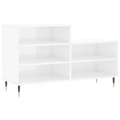 Berkfield Modern Shoe Cabinet High Gloss White 102X36X60 Cm Engineered Wood