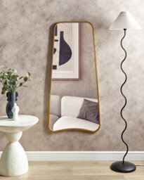Beliani Wall Mirror Levet 58 Cm 122 Cm Metal Gold - thumbnail 2