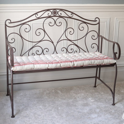 Dibor Vintage Brown 2 Seater Hallway Window Seat Dining Bench With Ornamented Backrest - image 1
