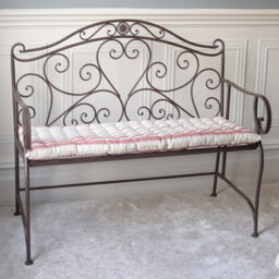 Dibor Vintage Brown 2 Seater Hallway Window Seat Dining Bench With Ornamented Backrest - thumbnail 1