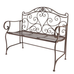 Dibor Vintage Brown 2 Seater Hallway Window Seat Dining Bench With Ornamented Backrest - thumbnail 2