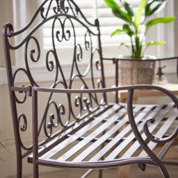 Dibor Vintage Brown 2 Seater Hallway Window Seat Dining Bench With Ornamented Backrest - thumbnail 3