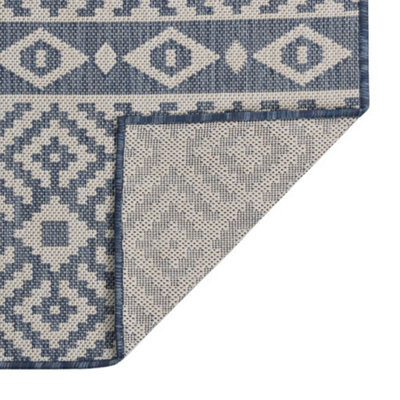 Berkfield Durable Outdoor Flatweave Rug 100X200 Cm Blue Stripes - image 1