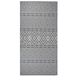 Berkfield Durable Outdoor Flatweave Rug 100X200 Cm Blue Stripes - thumbnail 2