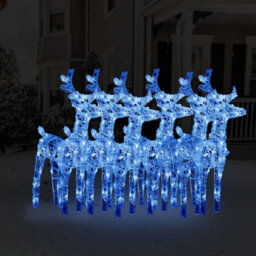 Berkfield Christmas Reindeers 6 Pcs Blue 240 Leds Acrylic - thumbnail 1
