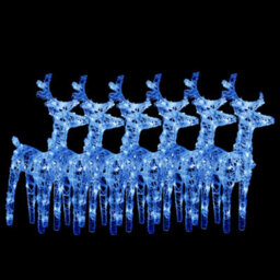 Berkfield Christmas Reindeers 6 Pcs Blue 240 Leds Acrylic - thumbnail 2