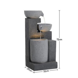 Living And Home Outdoor 72Cmh Solar Powered Garden Water Feature Fountain Rockery Decor With Led Lights - thumbnail 9