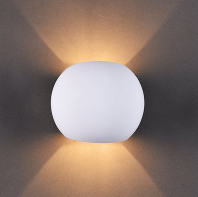 Harper Living Ceramic Spherical Wall Light, Up And Down White Paintable G9 Socket (No Bulb) - image 1