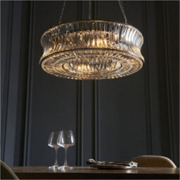 Loops Hanging Ceiling Pendant Light - Bright Nickel Plate With Crystal And Clear Glass - 6 X 6W Led E14 - thumbnail 4