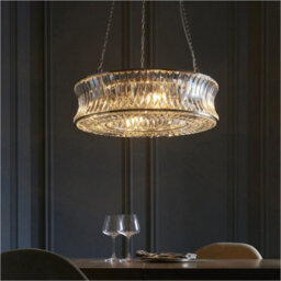 Loops Hanging Ceiling Pendant Light - Bright Nickel Plate With Crystal And Clear Glass - 6 X 6W Led E14 - thumbnail 3