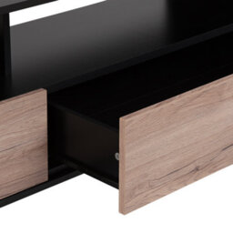 Beliani Nordic Wood Tv Stand With Black Iron Frame For Tvs Up To 70 Inches, 2 Drawers, Matt Finish - thumbnail 6