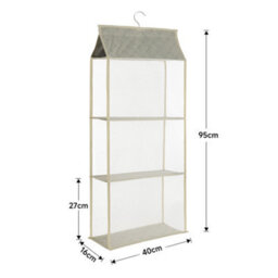 Living And Home 3 Tiers Beige Hanging Handbag Purse Storage Closet Organizer 95Cm (H) - thumbnail 5