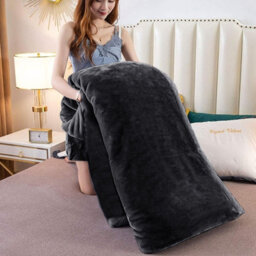 Ameha Fleece Plain Blanket, Lightweight & Reversible Throw For Travel, Bed & Sofa Blanket, Black Super King 230X270Cm - thumbnail 8
