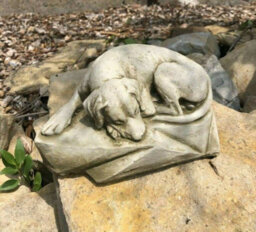 Burgess Sleeping Dog Stone Statue Outdoor Garden Ornament Puppy Dog Sculpture - thumbnail 1