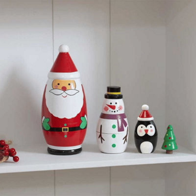 Samuel Alexander 16Cm Hand Painted Wooden Christmas Santa Festive Figurine Set - image 1
