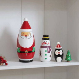 Samuel Alexander 16Cm Hand Painted Wooden Christmas Santa Festive Figurine Set - thumbnail 1