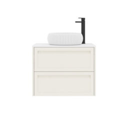 Royal Bathrooms Royal Bathroom Elmore 700mm Classic White Wall Mounted Bathroom Vanity Unit 2 Drawer Plain White Worktop With Milan Basin - thumbnail 7