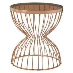 Orsina Rose Gold Side Table, Modern Design Hourglass Bedside Table, Contemporary Side Table With Gold Finish Base - thumbnail 1