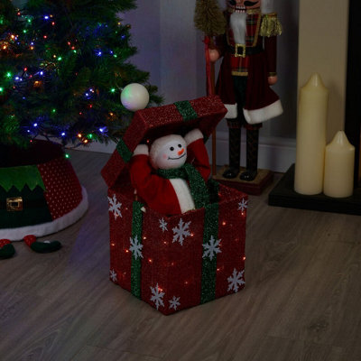 Urbn-Living Urbnliving 31Cm Height Christmas Santa Teddy Pop Up Musical Tunes Novelty Fun Toy Gift Decoration Red Box & Green Bow - Snowman - image 1