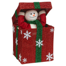 Urbn-Living Urbnliving 31Cm Height Christmas Santa Teddy Pop Up Musical Tunes Novelty Fun Toy Gift Decoration Red Box & Green Bow - Snowman - thumbnail 2