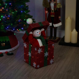 Urbn-Living Urbnliving 31Cm Height Christmas Santa Teddy Pop Up Musical Tunes Novelty Fun Toy Gift Decoration Red Box & Green Bow - Snowman - thumbnail 1