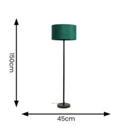Valuelights Charles Black Floor Lamp With Green Velvet Shade - thumbnail 4