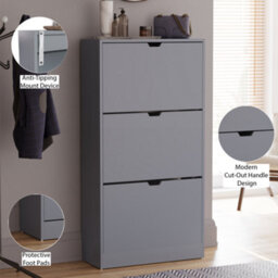 Lassic Vida Designs 3 Drawer Grey Shoe Cabinet - Fsc Certified - thumbnail 5
