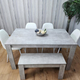 Kosy Koala Wooden Rectangle Dining Table Set With 4 White Chairs And Bench Stylish Dining Room Set
