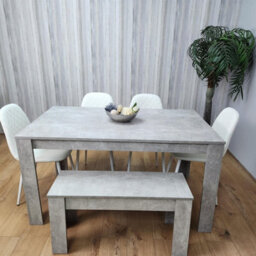 Kosy Koala Wooden Rectangle Dining Table Set With 4 White Chairs And Bench Stylish Dining Room Set - thumbnail 4