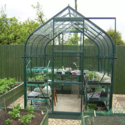 Vitavia Washington 5000 6X8 Greenhouse With Toughened Glass, Steel Base & Staging Table, Powder Coated Aluminium Frame - thumbnail 3