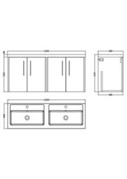 Hudson Reed Juno Wall Hung 4 Soft Close Door Vanity Unit With Double Basin In Metallic Slate Finish, 1205mm - thumbnail 7