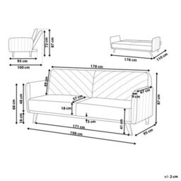 Beliani Sofa Bed 3 Seater Senja Faux Linen Light Beige - thumbnail 3