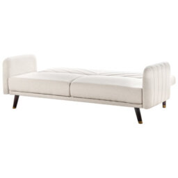 Beliani Sofa Bed 3 Seater Senja Faux Linen Light Beige - thumbnail 6