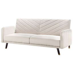 Beliani Sofa Bed 3 Seater Senja Faux Linen Light Beige - thumbnail 5